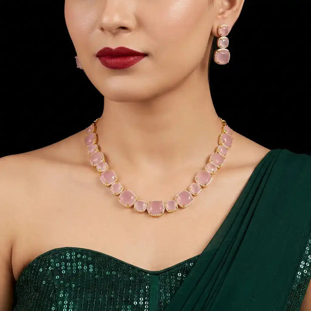 Stone Necklace with Stud PMSNS23WPN-008, PMSHST15WPN-082
