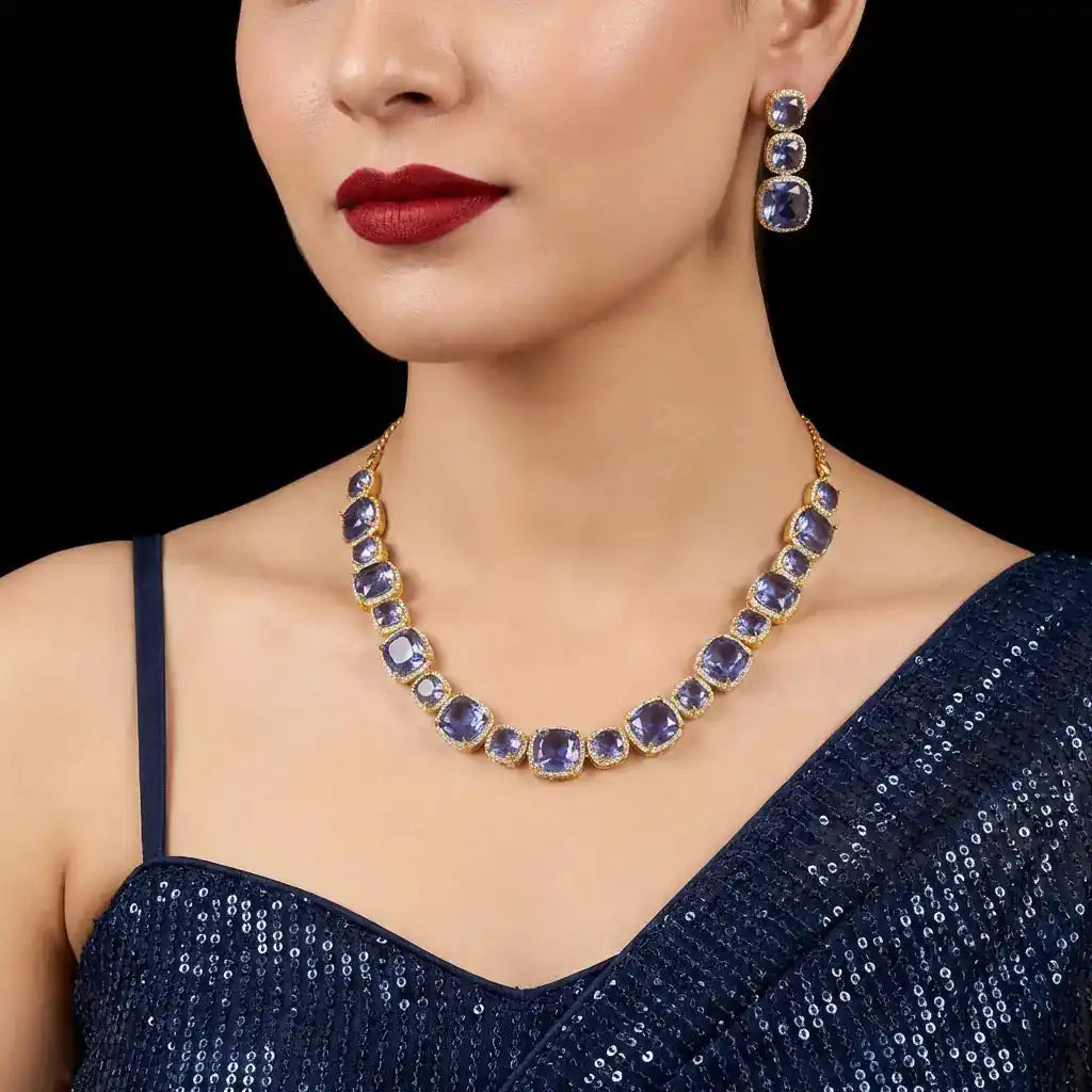 Stone Necklace with Stud PMSNS23WV-008, PMSHST15WV-082