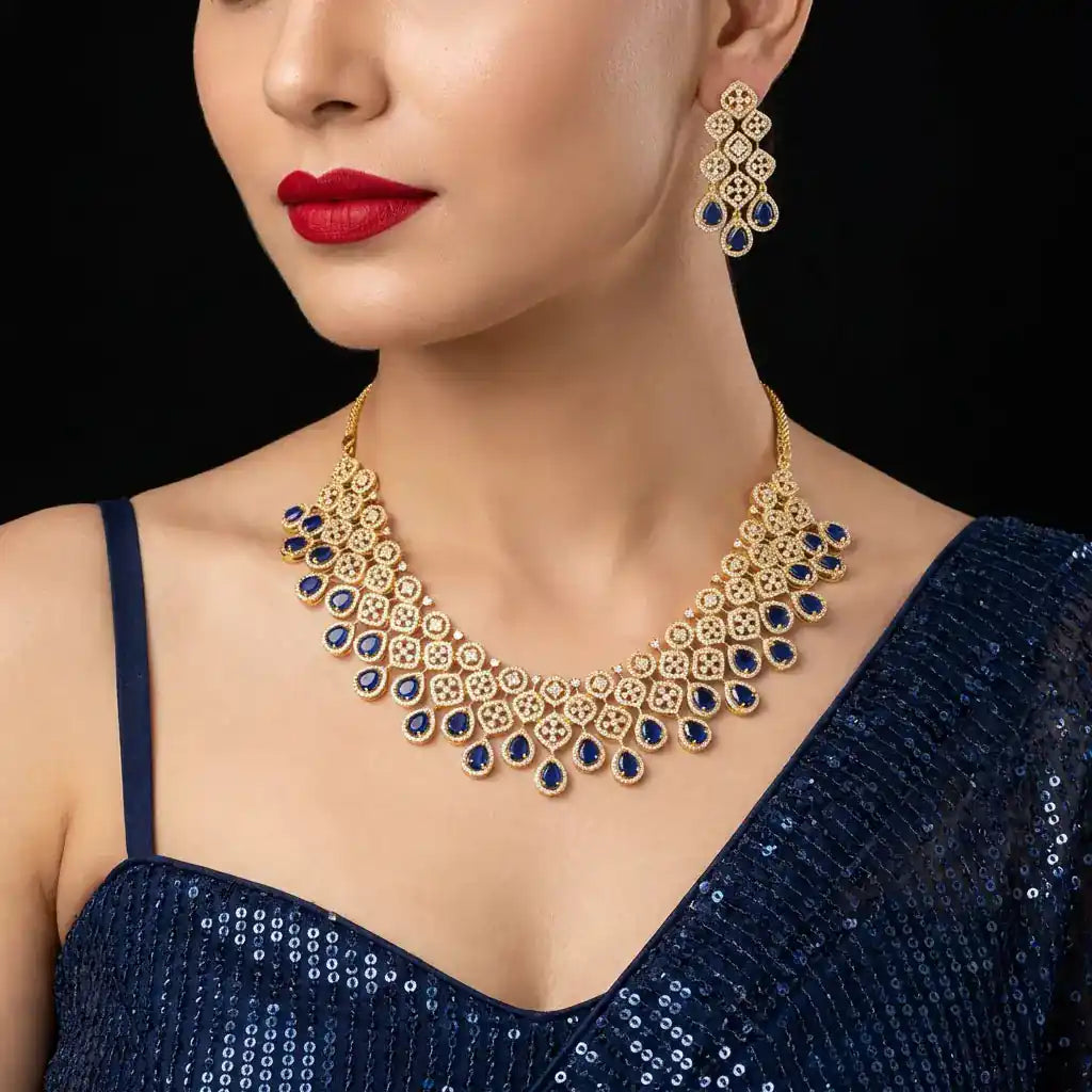 Stone Necklace with Stud PMSNS2WBL-0031, PMSHST2WBL-003