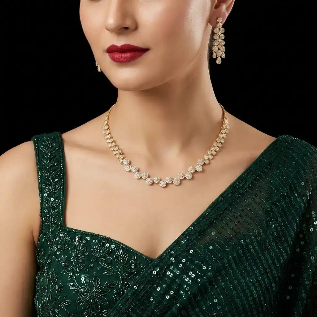 Stone Necklace with Stud PMSNS30W-007,PMSHST54W-052
