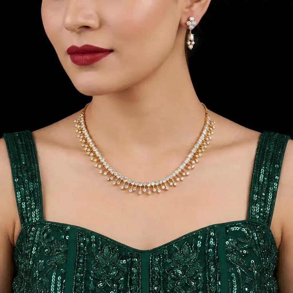 Stone Necklace with Stud PMSNS31W-007,PMSHST7W-022