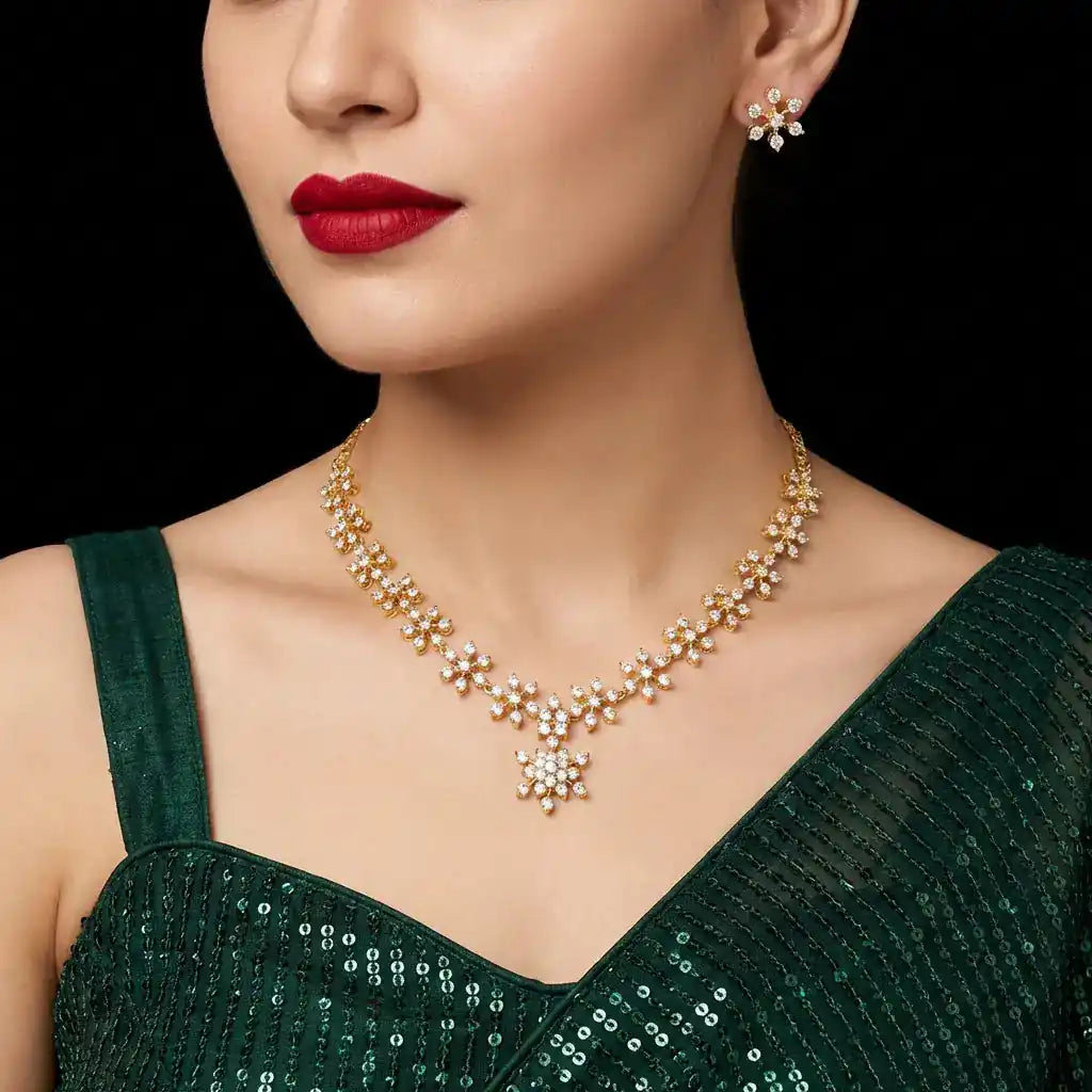 Stone Necklace with Stud PMSNS38W-008, PMSST6W-022