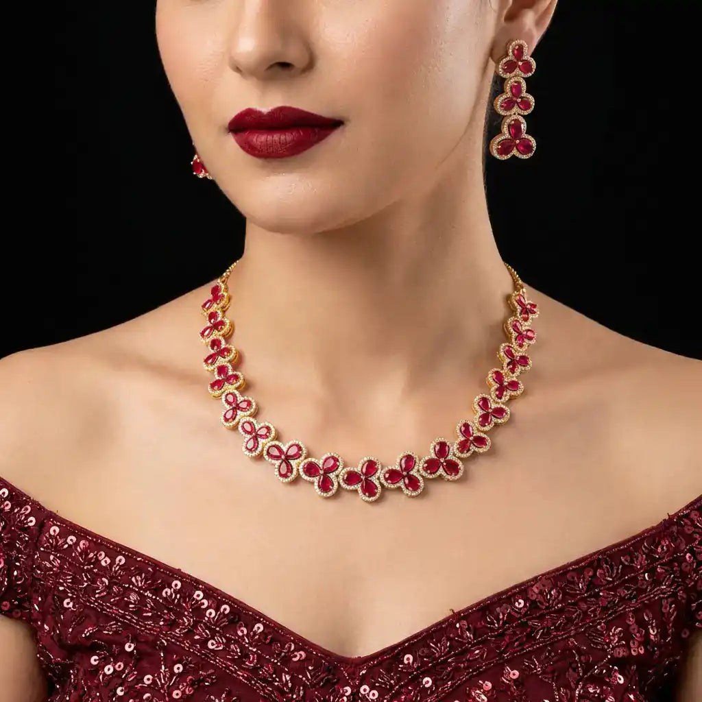 Stone Necklace with Stud PMSNS3WX-008, PMSHST2WX-082