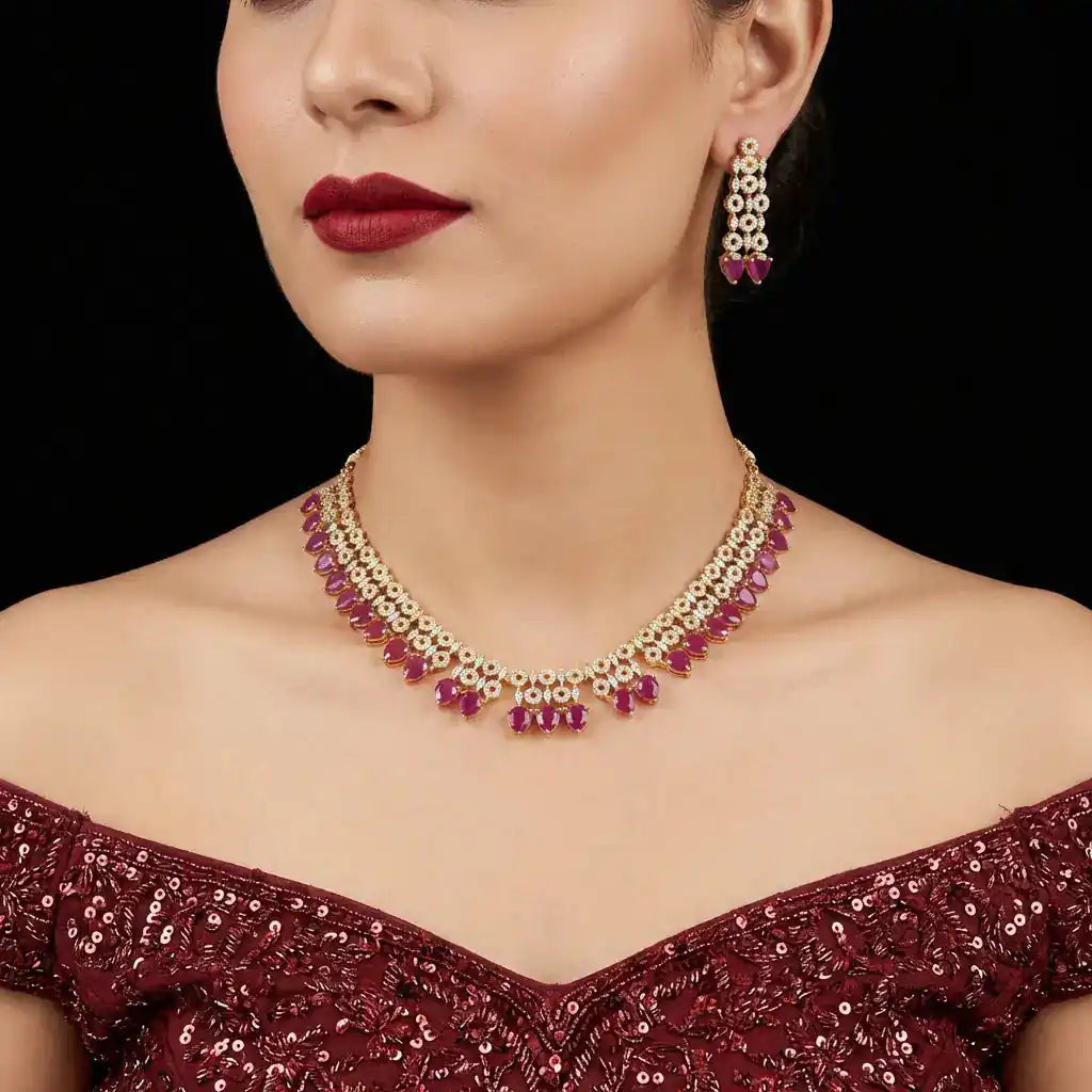 Stone Necklace with earrings PMSNS9WR-0011, PMSHST19WR-082