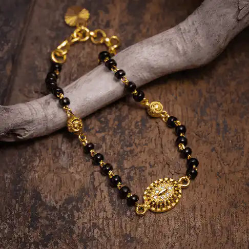 women's black beads bracelet