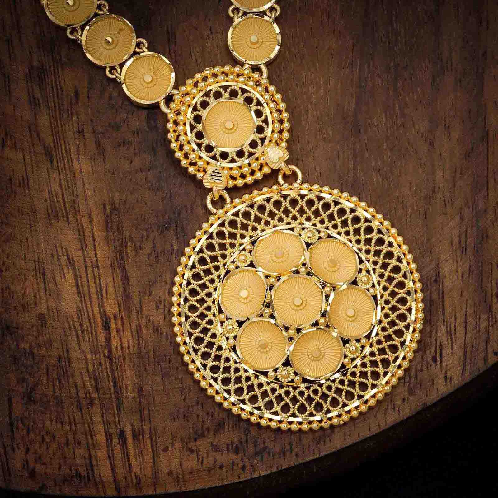 Golden Necklace PGNL10-067 - Parakkat Jewels