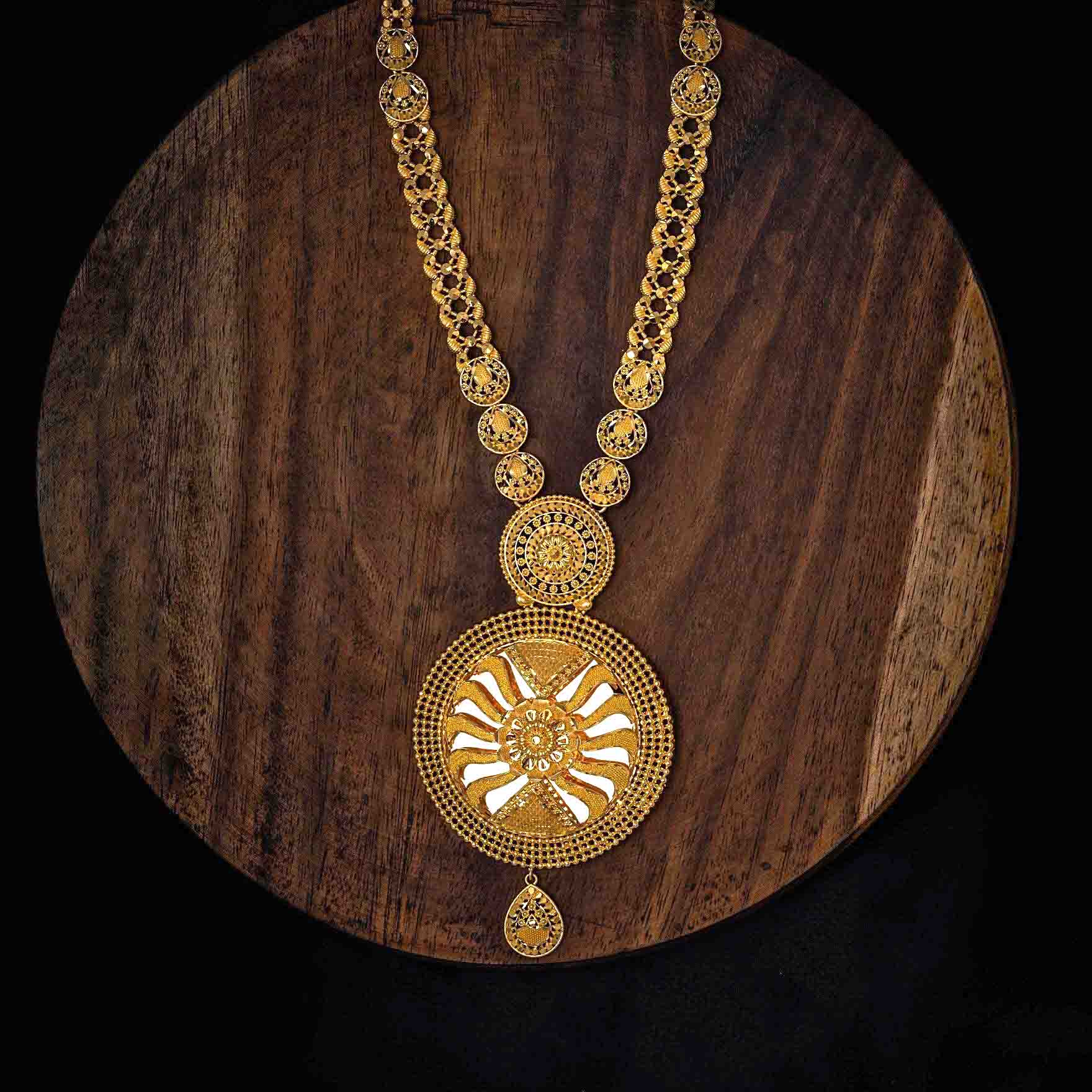Golden Necklace PGNL12-069 - Parakkat Jewels