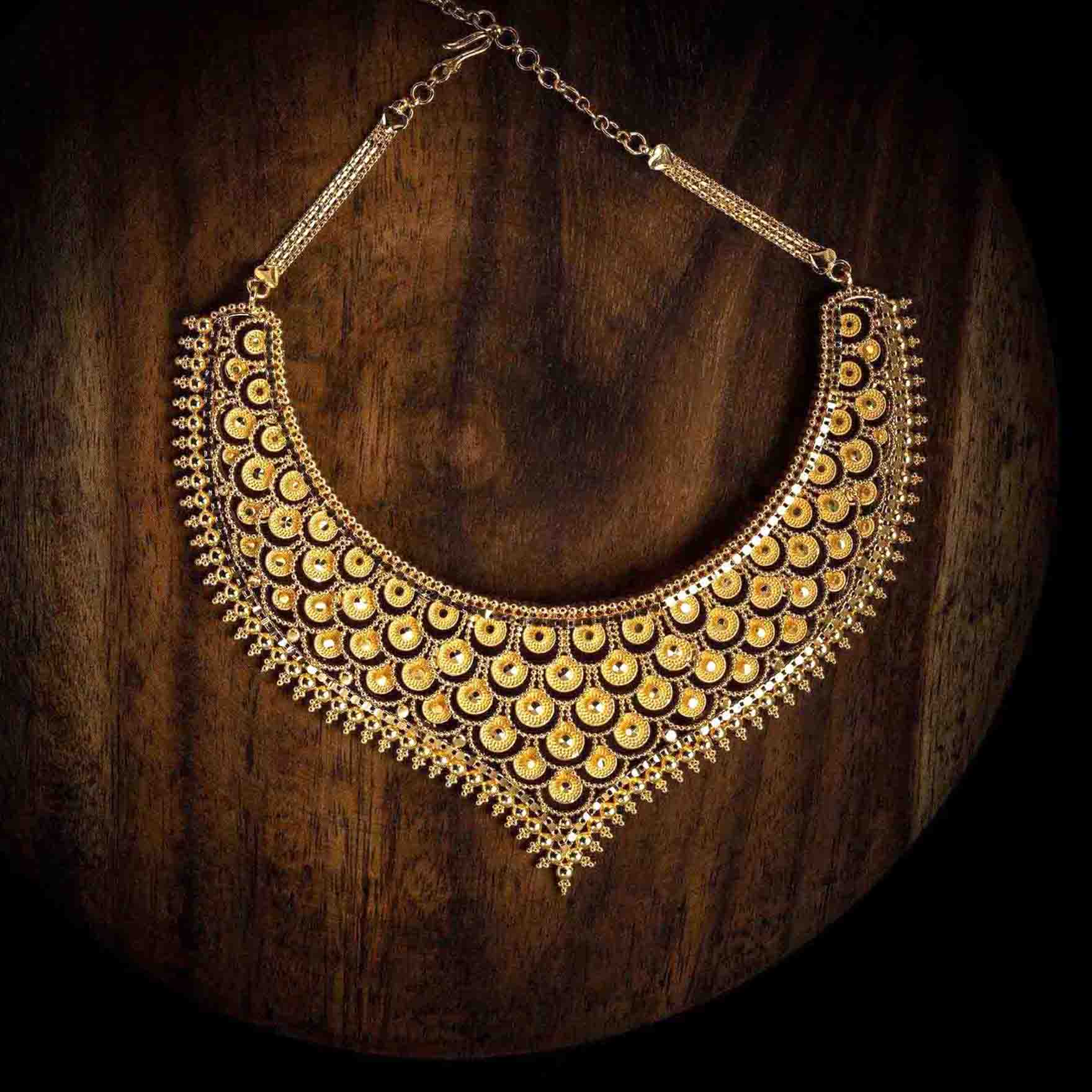 Golden Necklace PGNS3-0301 - Parakkat Jewels
