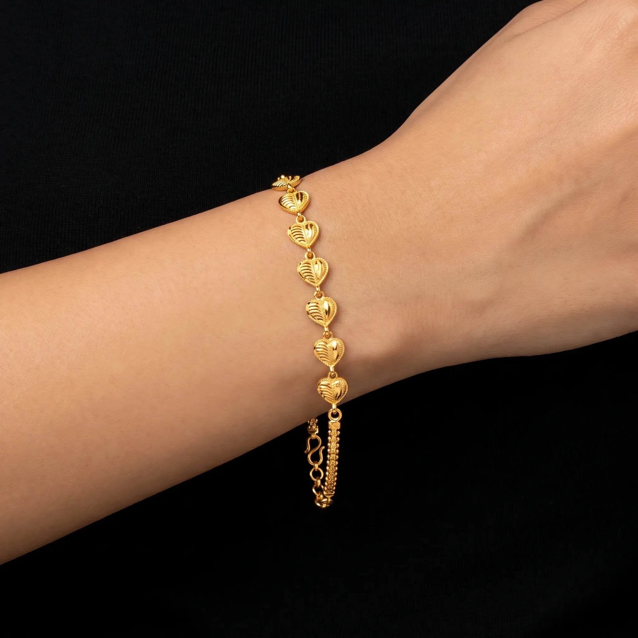 Filigree Heart Link Bracelet Gold Layered