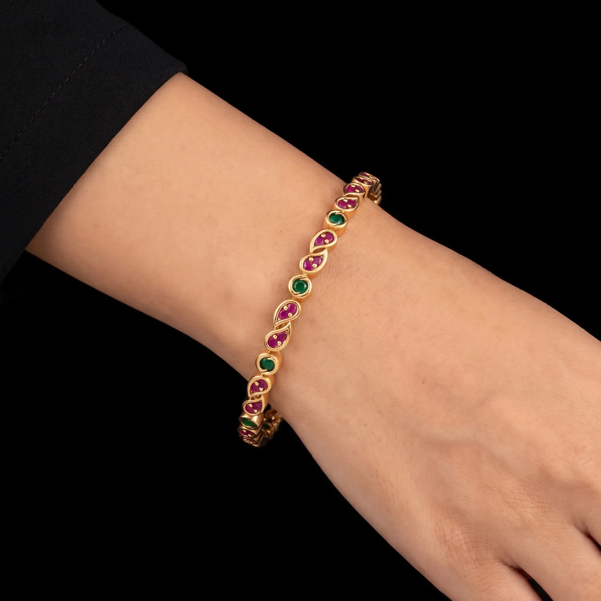 Paisley Infinity Twist Stone Bangle Gold Layered