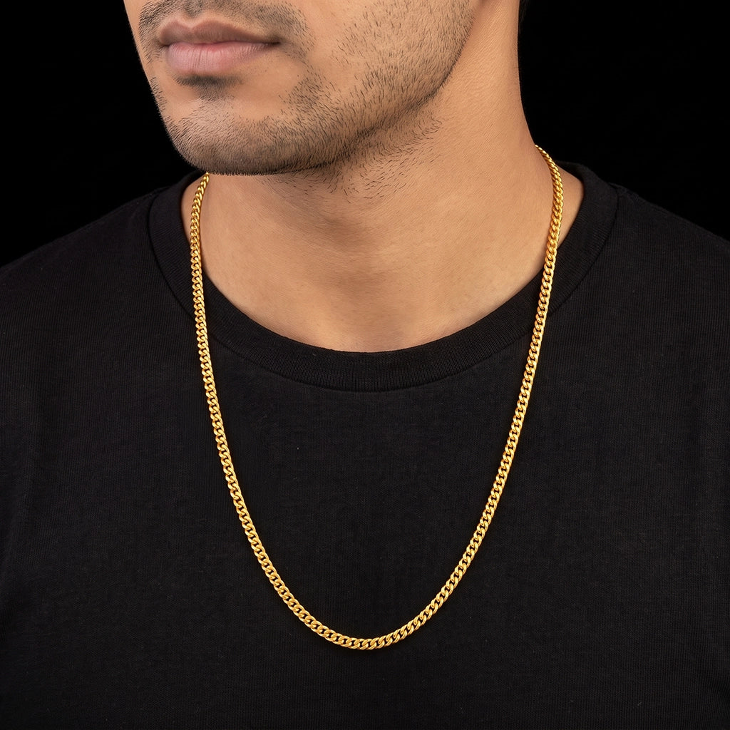 Gents Curb Flat Plain Chain Gold Layered