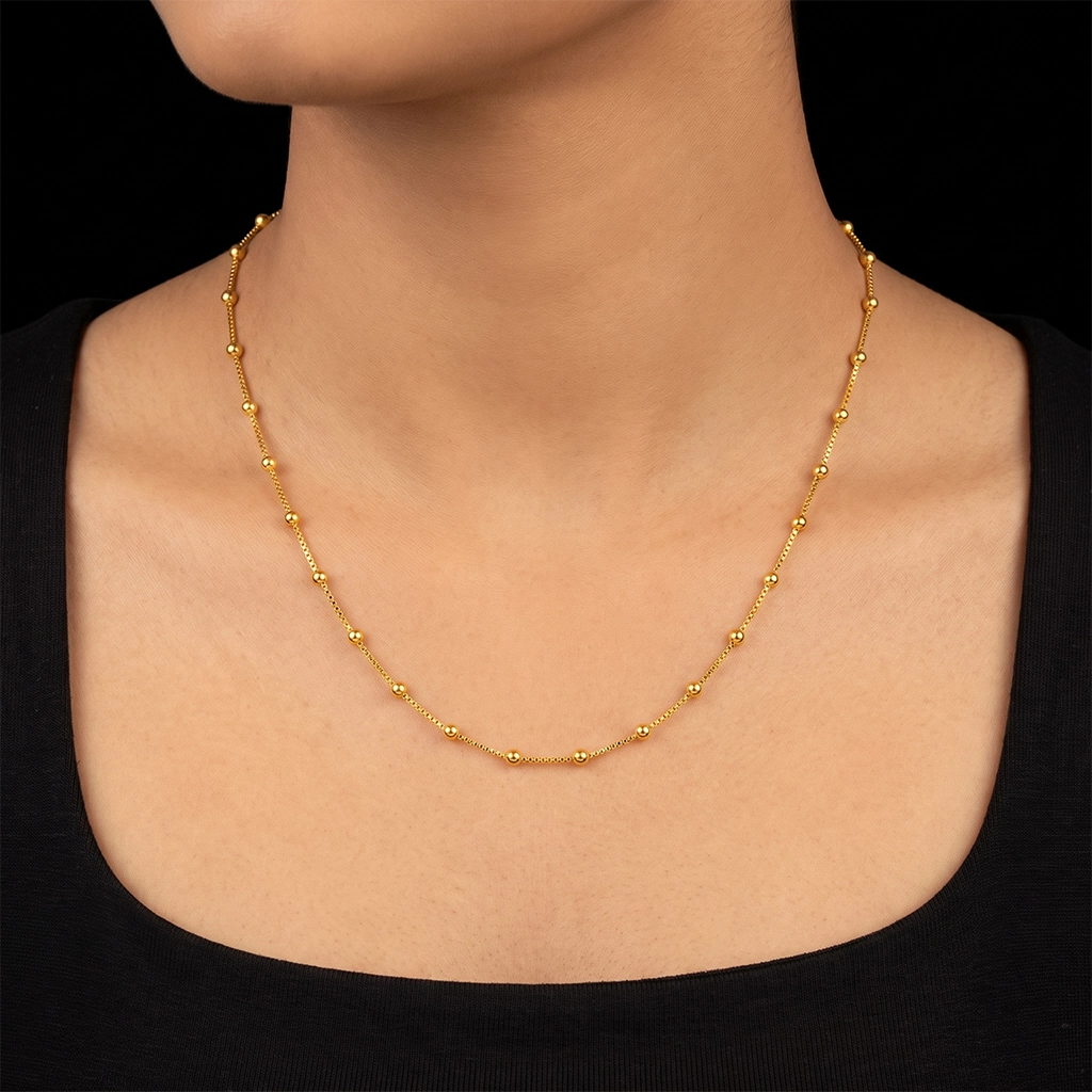 Satellite Bead Box Plain Chain Gold Layered