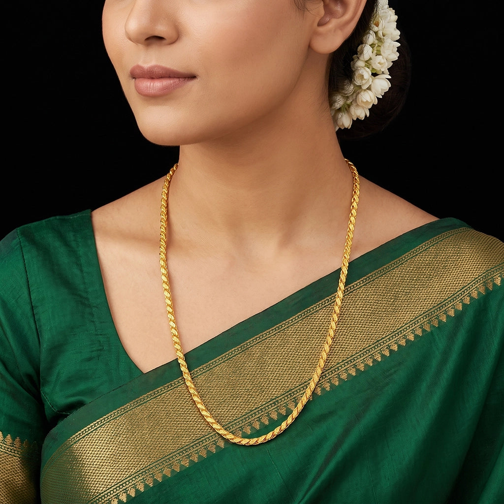 Fancy Twist Oval Link Plain Chain Gold Layered