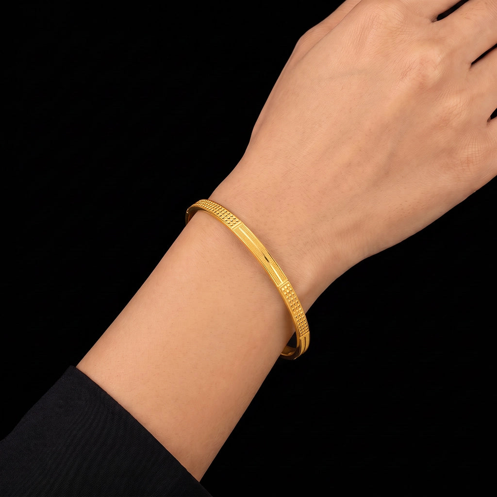 Flat Engraved Women's Bangle Gold Layered
