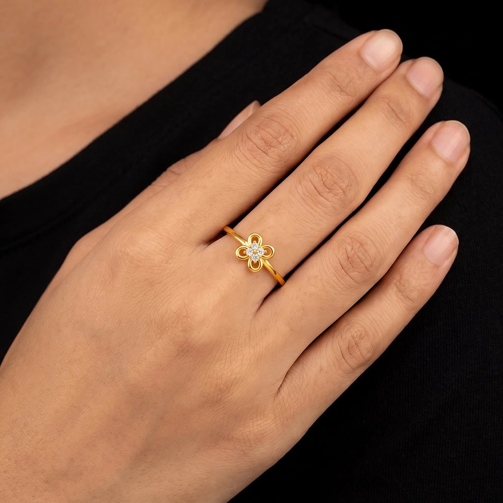 Four Stone Clover Loop Fine Ring Gold Layered