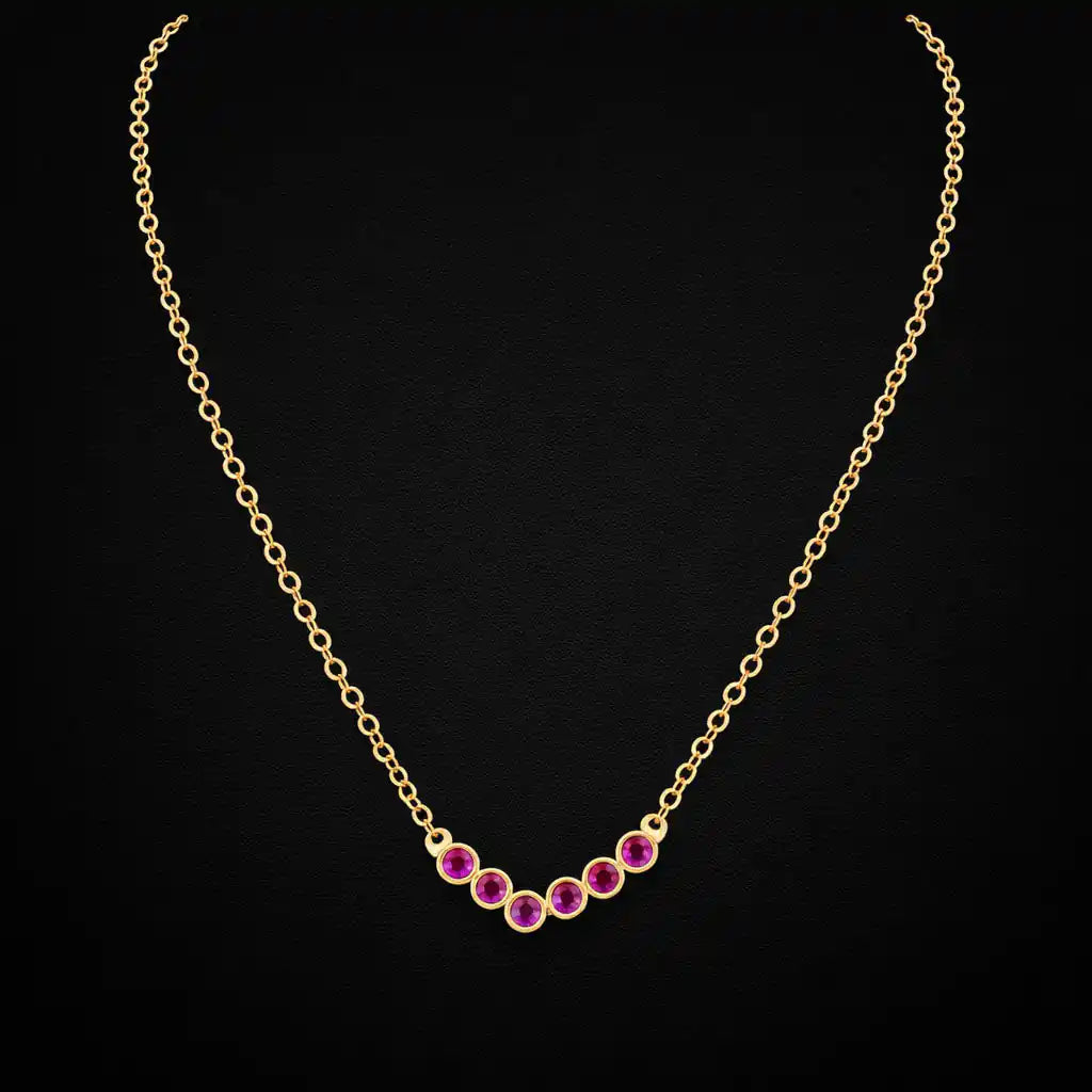 Gold Plated Pink Stone Necklace