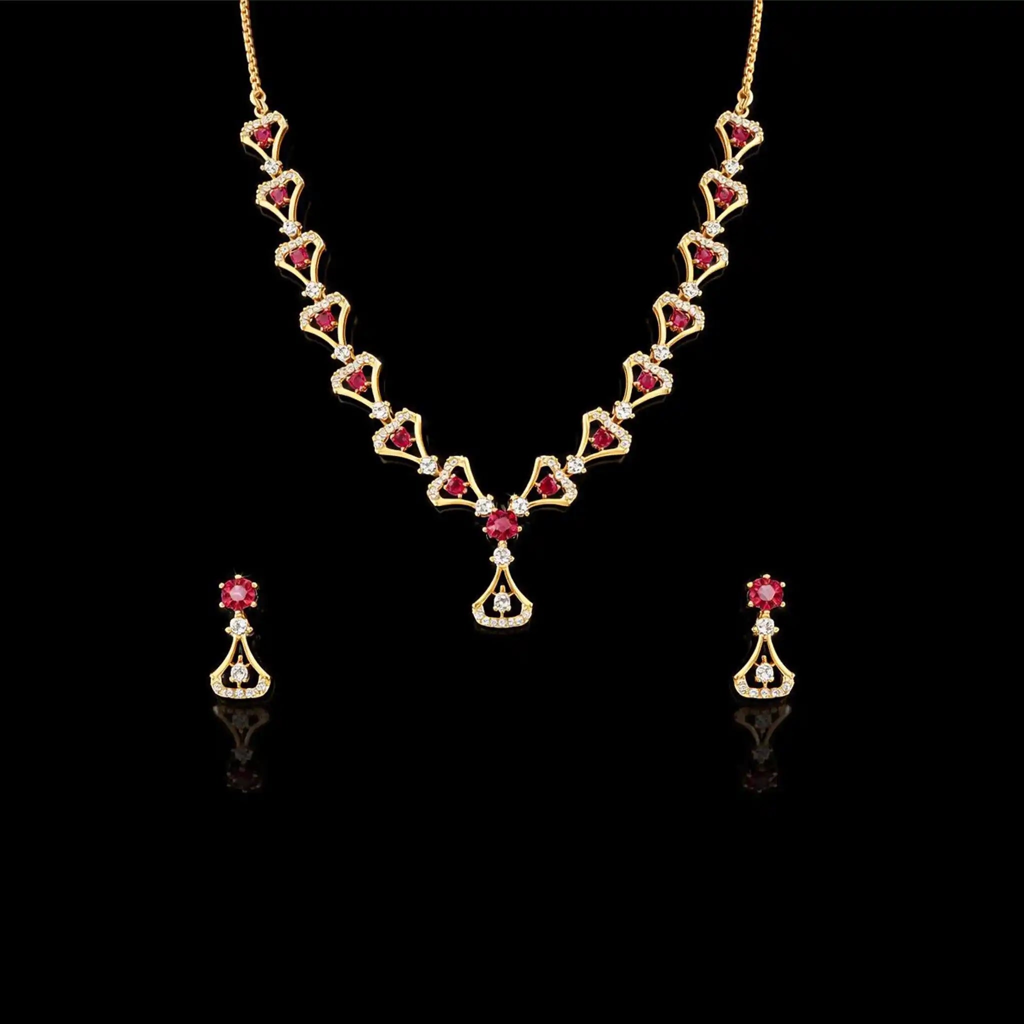 Red Stone Necklace With Studs