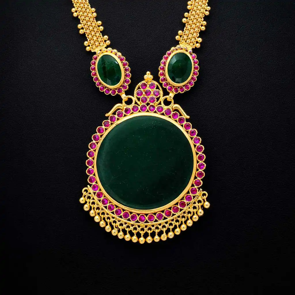 Palakka Mango Green Stone Necklace PSPKNRG6-0531