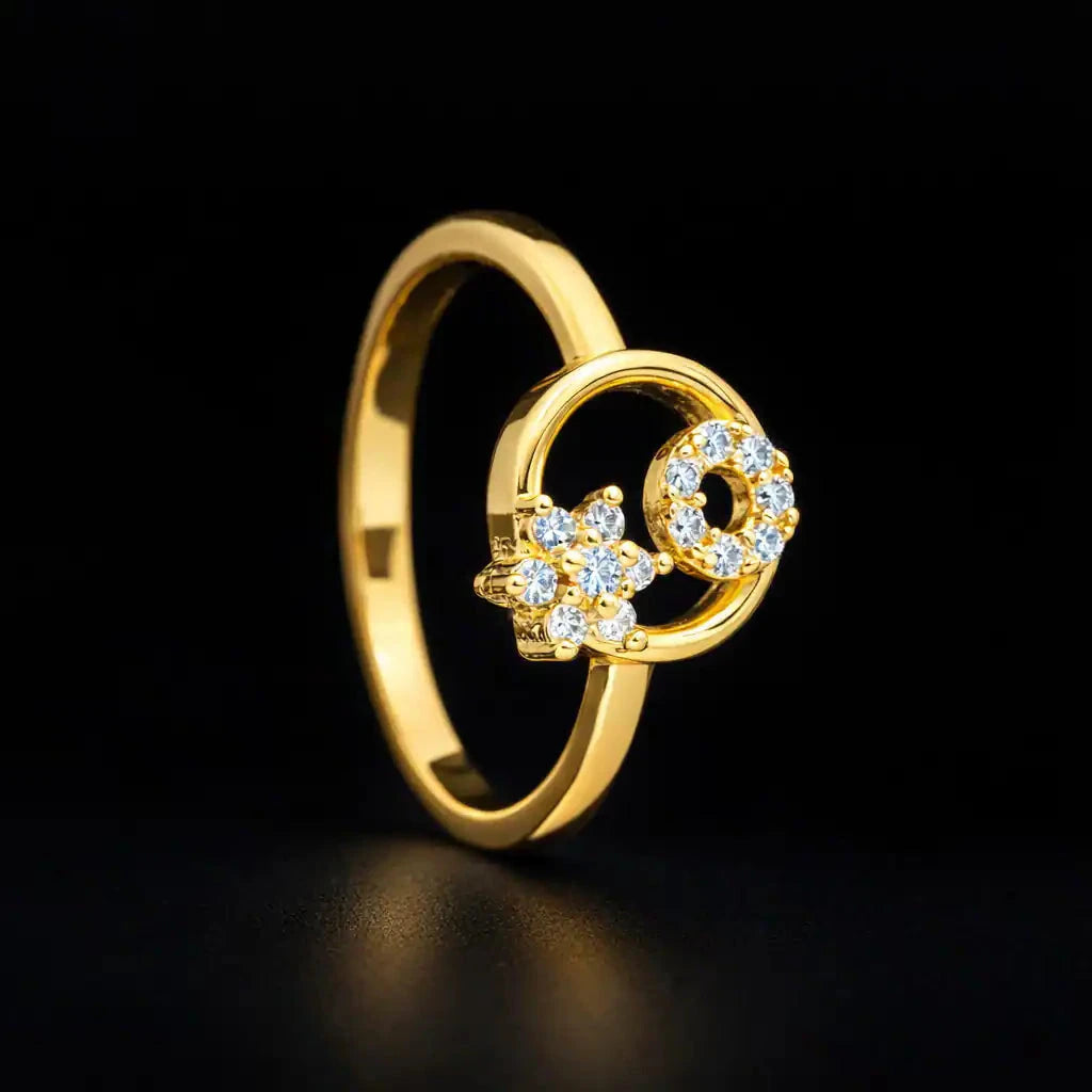 Stone Ring PSR98W-031 - Gold Plated Jewellery | Parakkat Jewels
