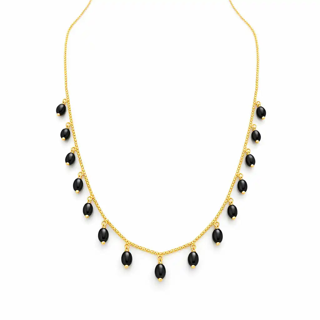 Black Bead Necklace PPNS9BO-073