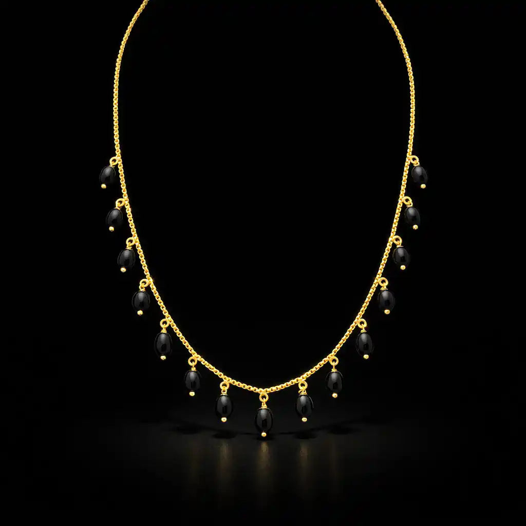 Black Bead Necklace PPNS9BO-073