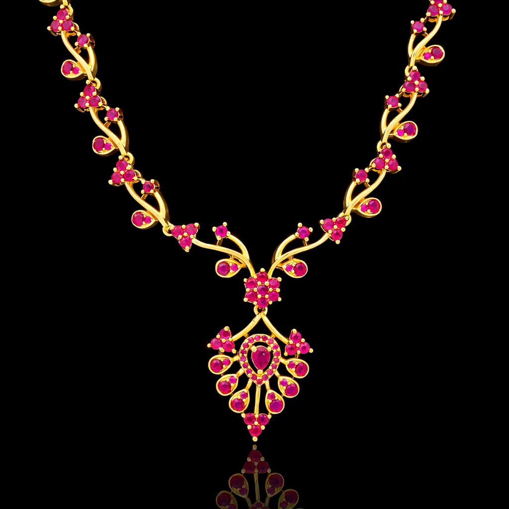 Premium Stone Necklace Short With Stud PMSNS11R-056, PMSHST52R-082