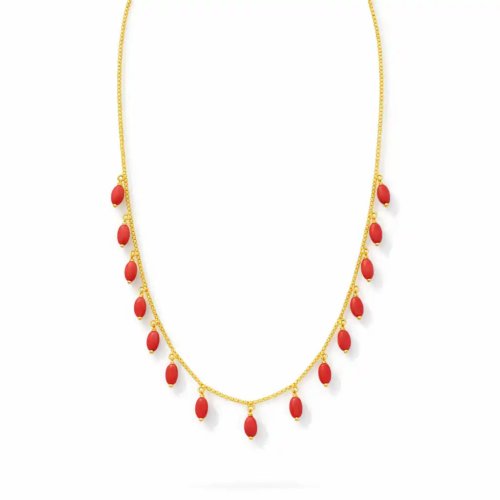 Red Bead Necklace PPNS7C-073