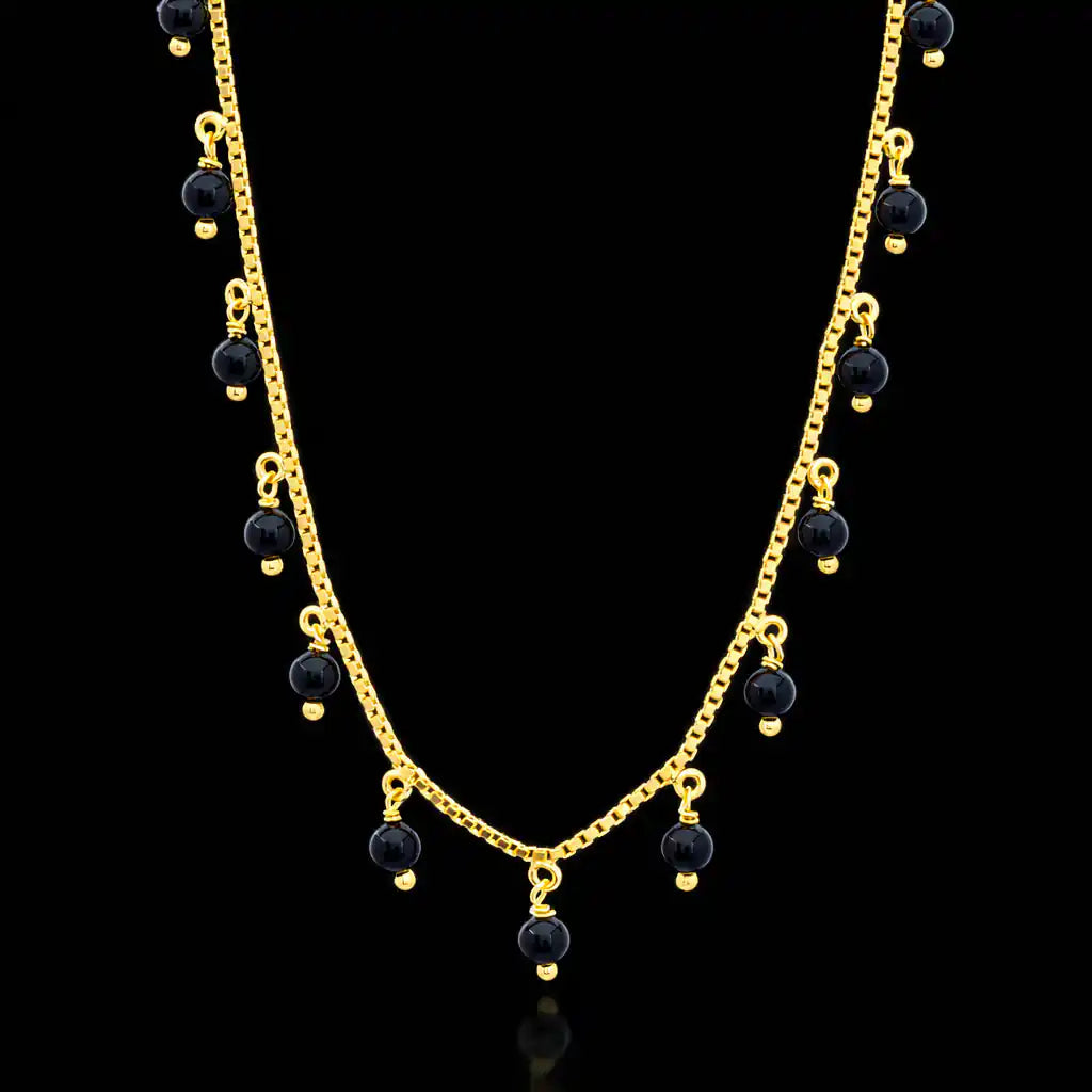 Black Bead Necklace PPNS8BO-073