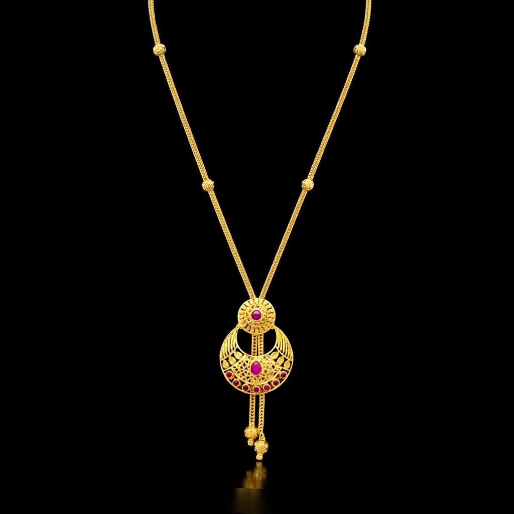 Ruby Studded Chandbali Pendant Necklace PSNS15R-054