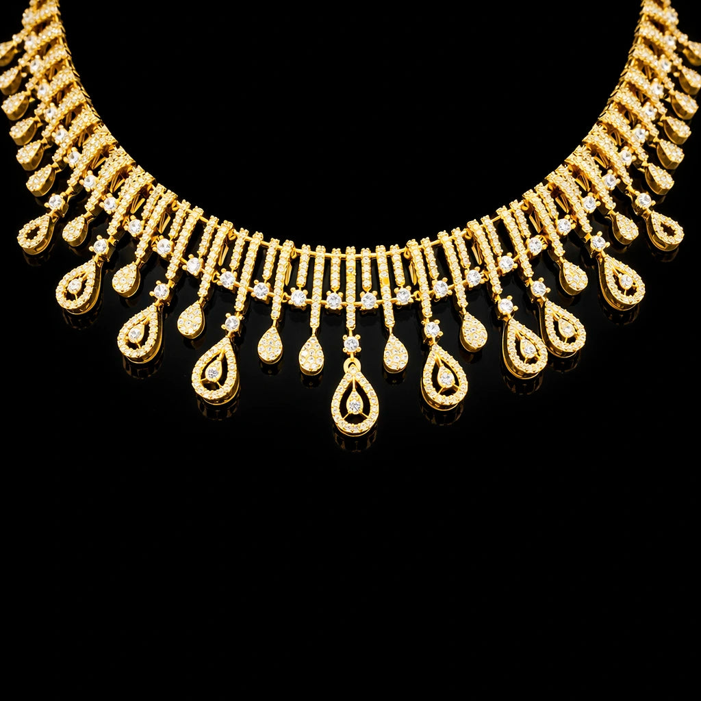 Premium Stone Necklace Short With Stud PMSNS38W-0021, PMSHST52W-003
