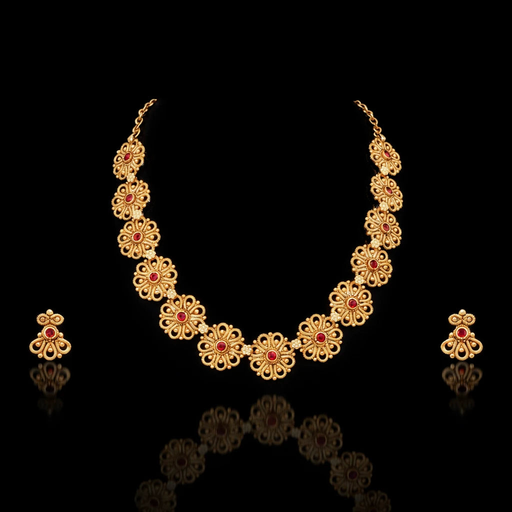 Geru Stone Necklace Short With Stud PSGRNSSR9R-088, PSGRSTSR35R-041