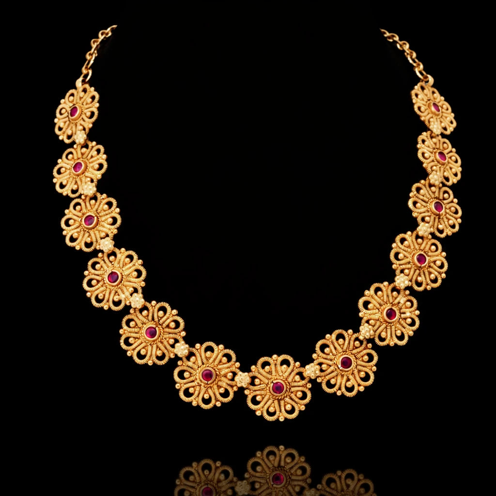 Geru Stone Necklace Short With Stud PSGRNSSR9R-088, PSGRSTSR35R-041