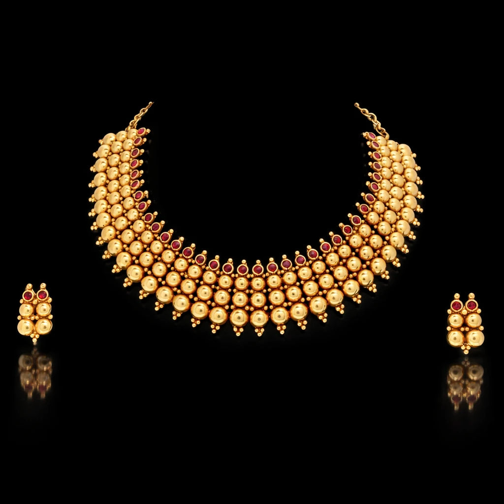 Geru Stone Necklace Short With Stud PSGRNSSR41R-038, PSGRSTSR6R-021