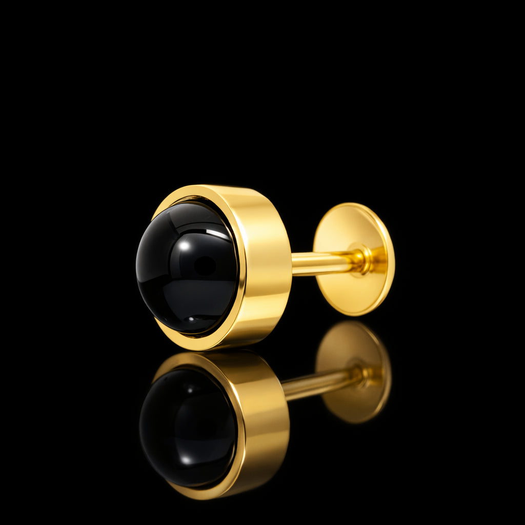 Black Bead gold stud PSST4BO-07