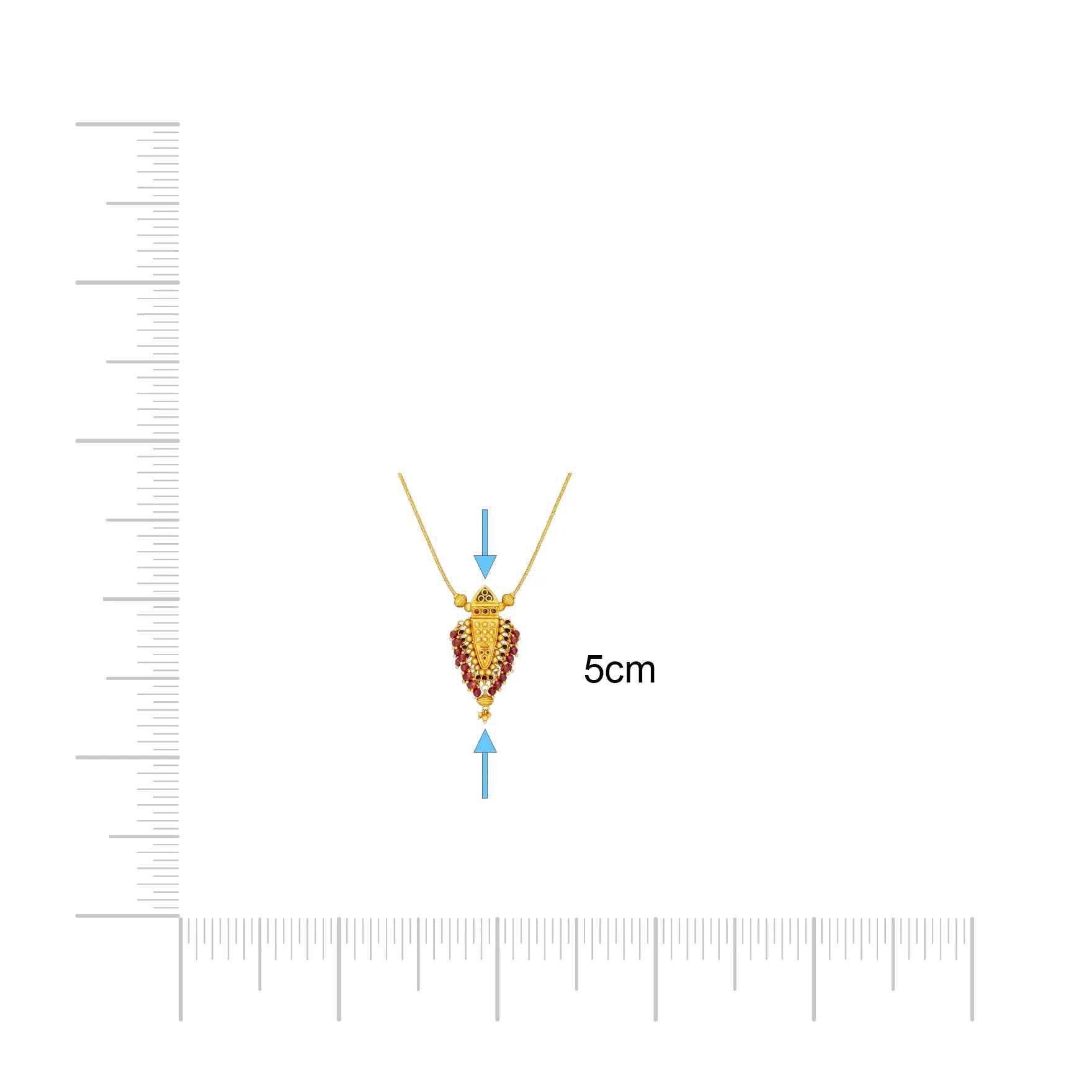 Traditional Gold Necklace with Red Gemstone Pendant PSGRNSSR38R-038