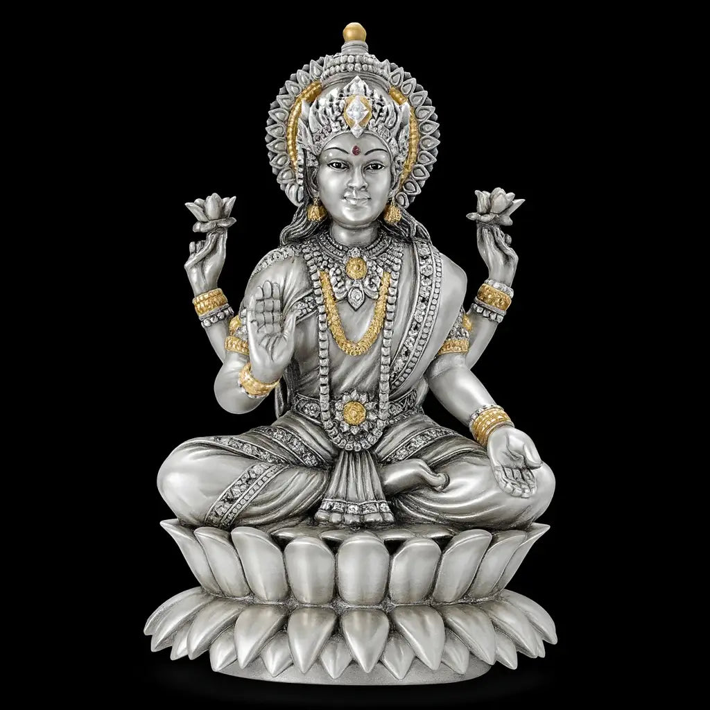 Divine Lakshmi Statue Seated on Lotus Pedestal PIDRSL25-005