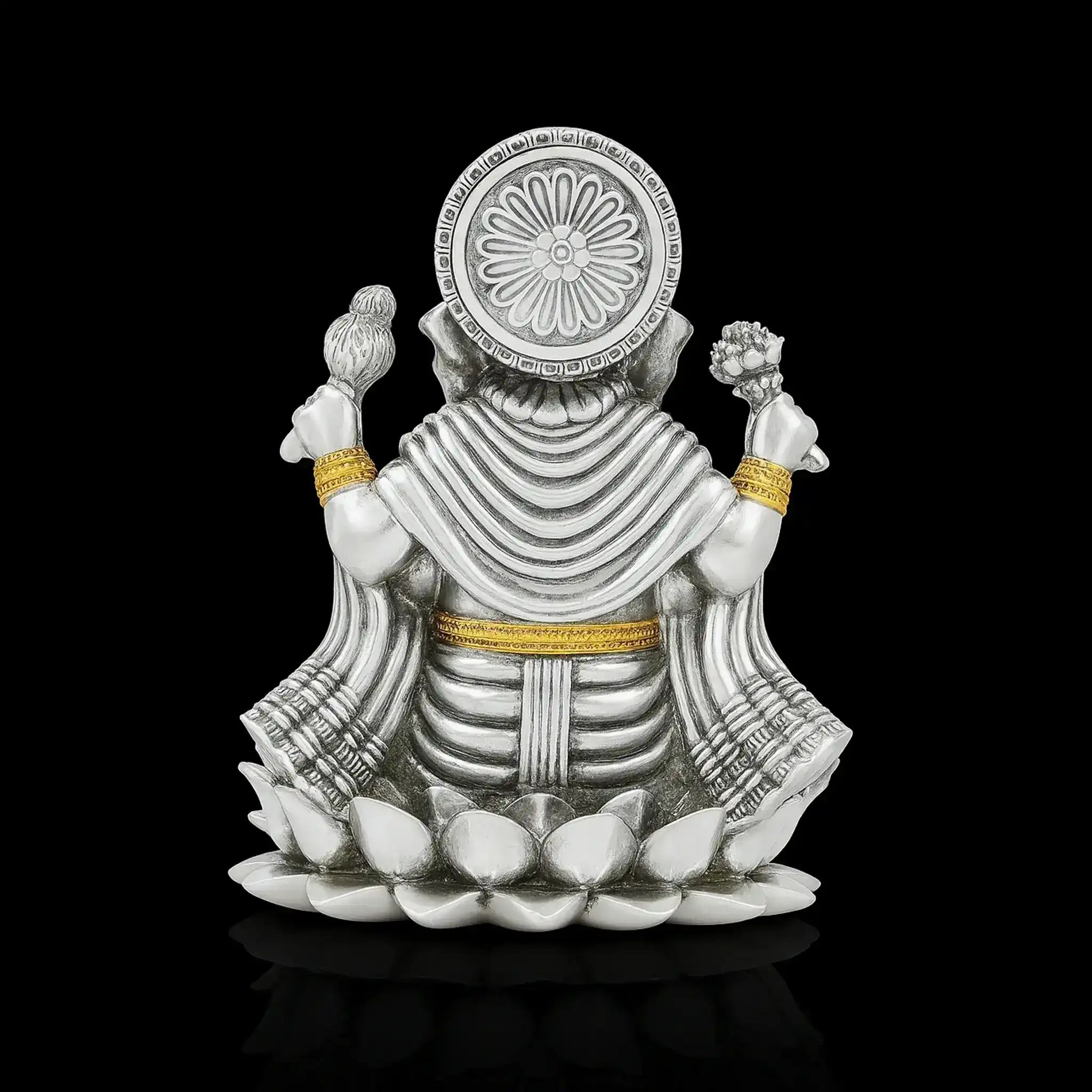 Divine Silver Lord Ganesha on Lotus Pedestal PIDRSG38-005