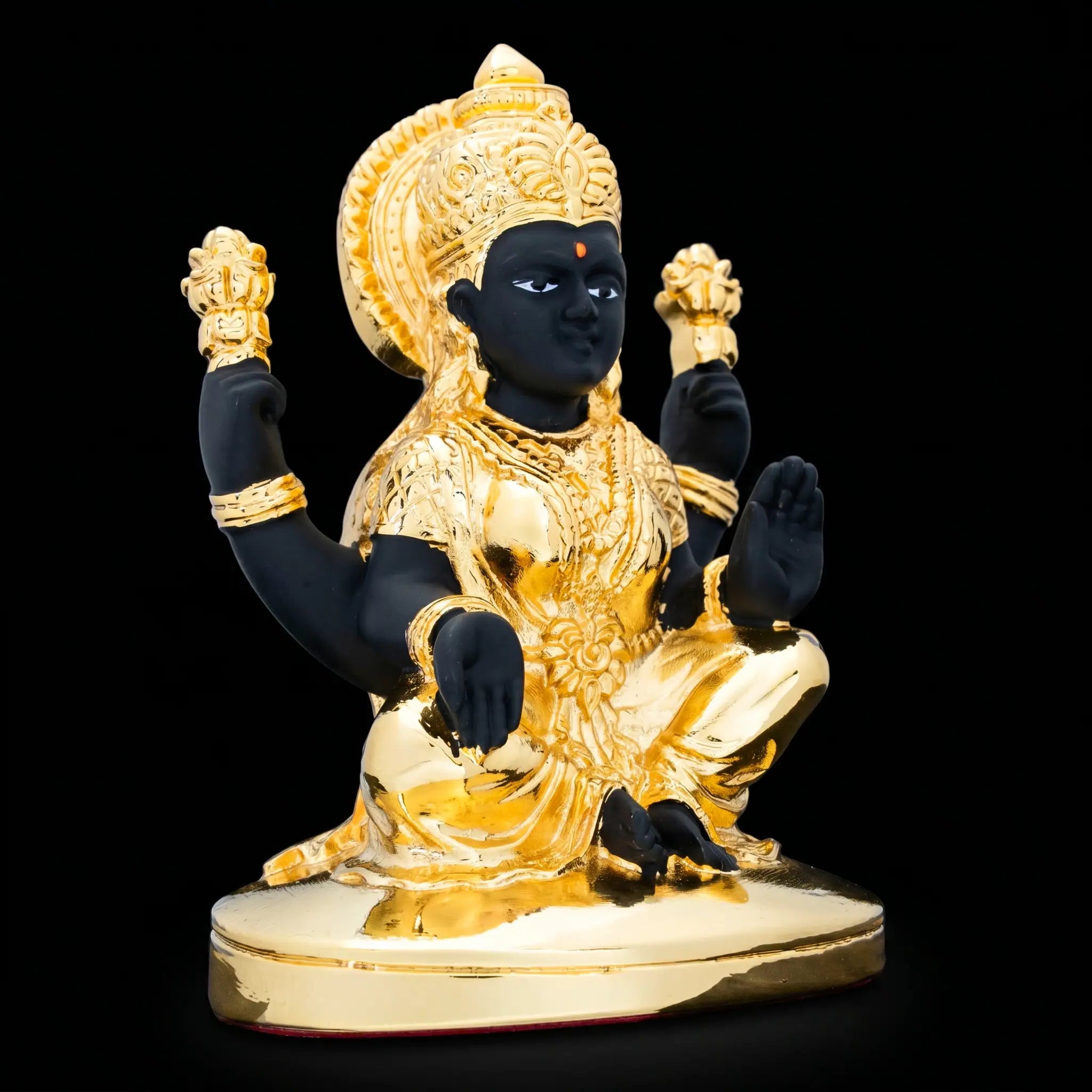 Resin & Gold-Layered Goddess Lakshmi Idol PIDRBL47-053