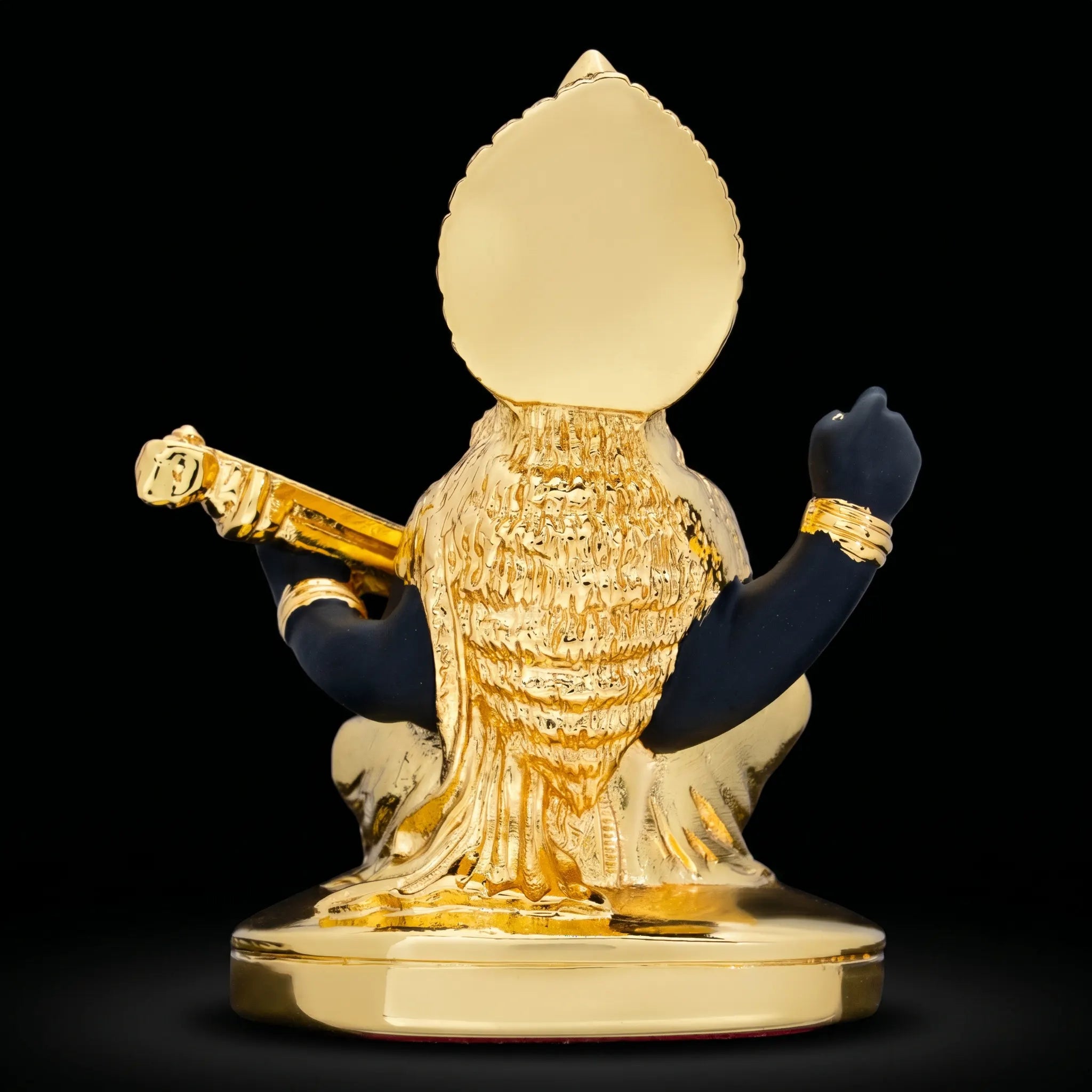 Goddess Saraswati Idol – Black & Gold Veena Sculpture PIDRBSA9-053