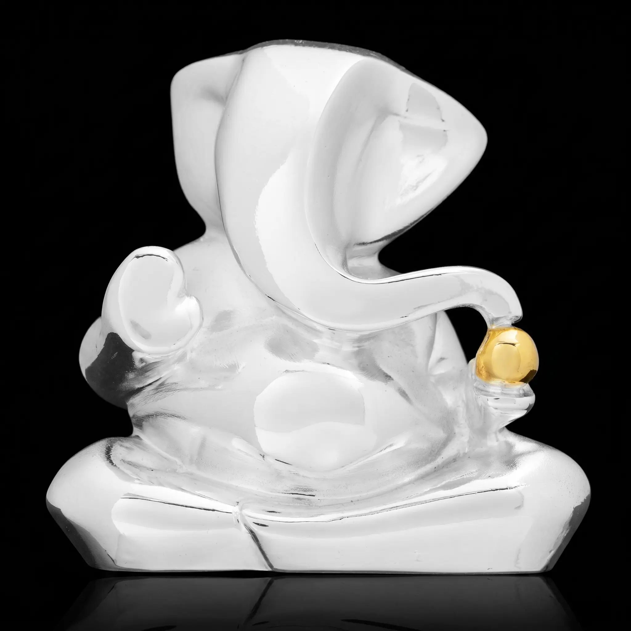 Lord Ganesha Silver Idol with Golden Sphere PIDRSG40-053
