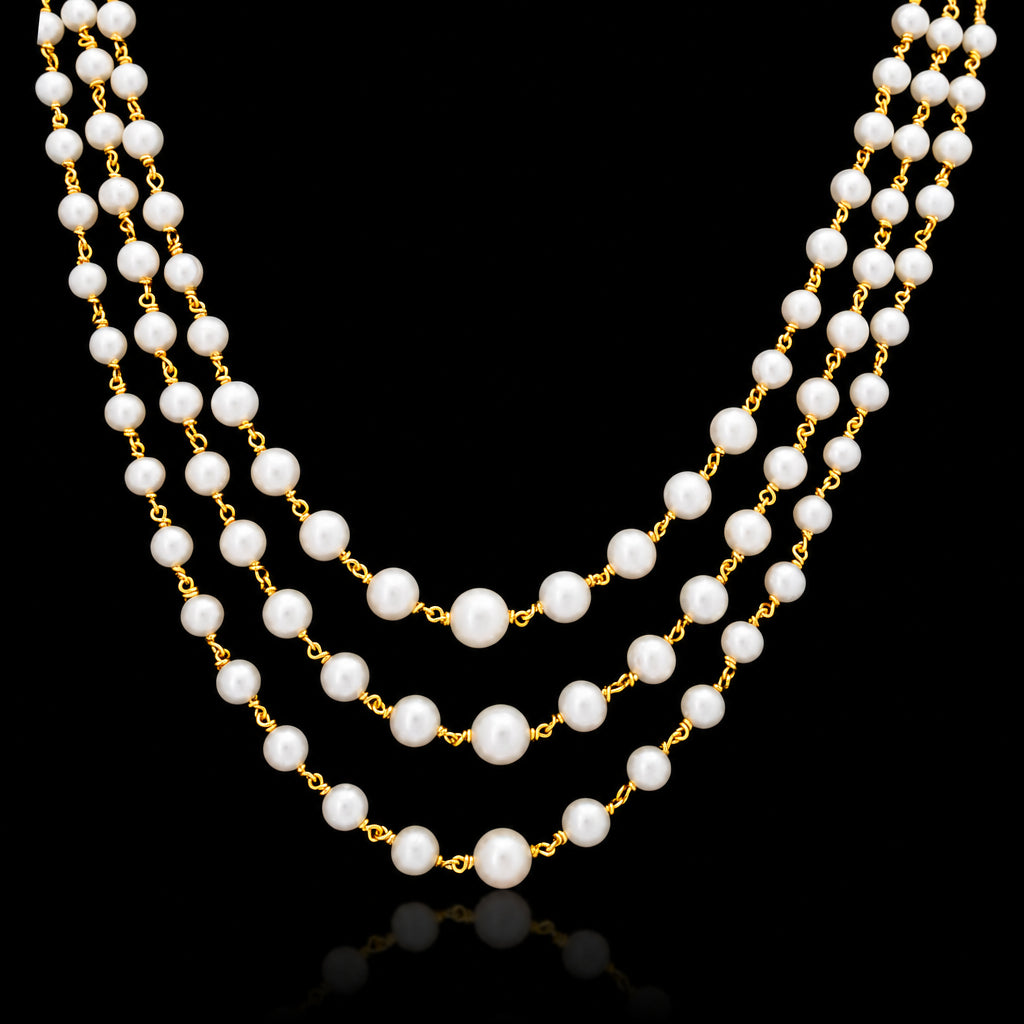 White Bead Necklace PPNM1-048
