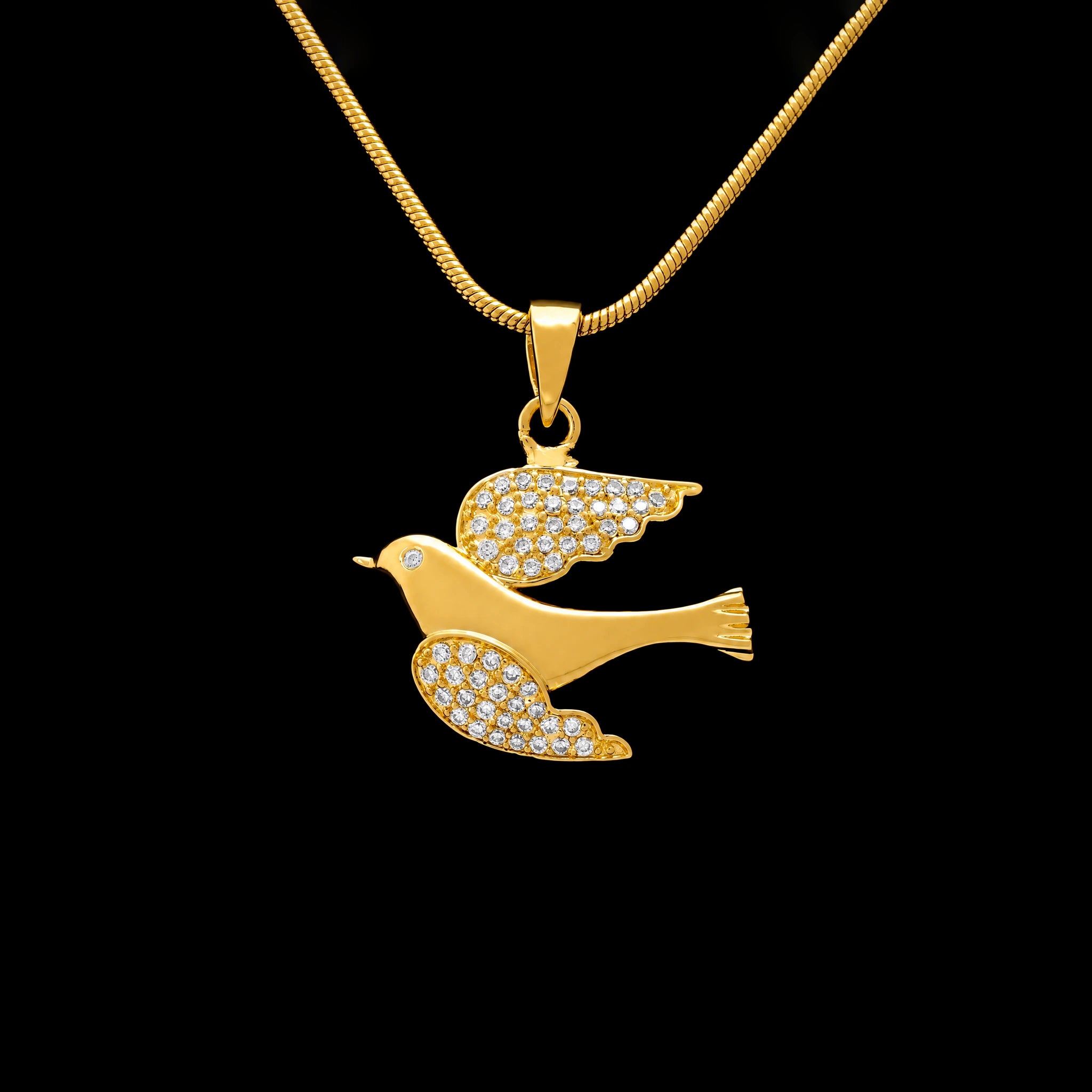 24CT Gold Layered Bird Stone Pendant PSLT40W-051