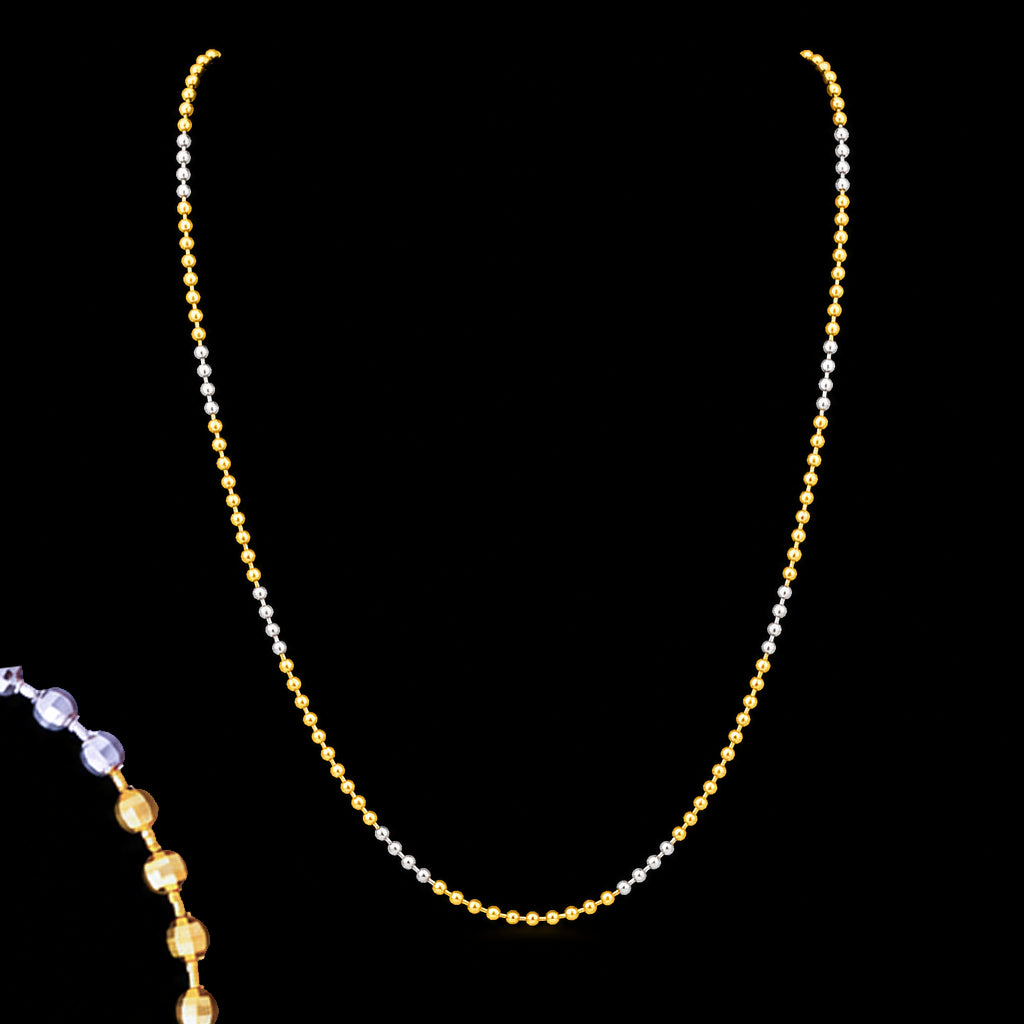 Bead Fine Twin Line Chain Rhodium Finish
