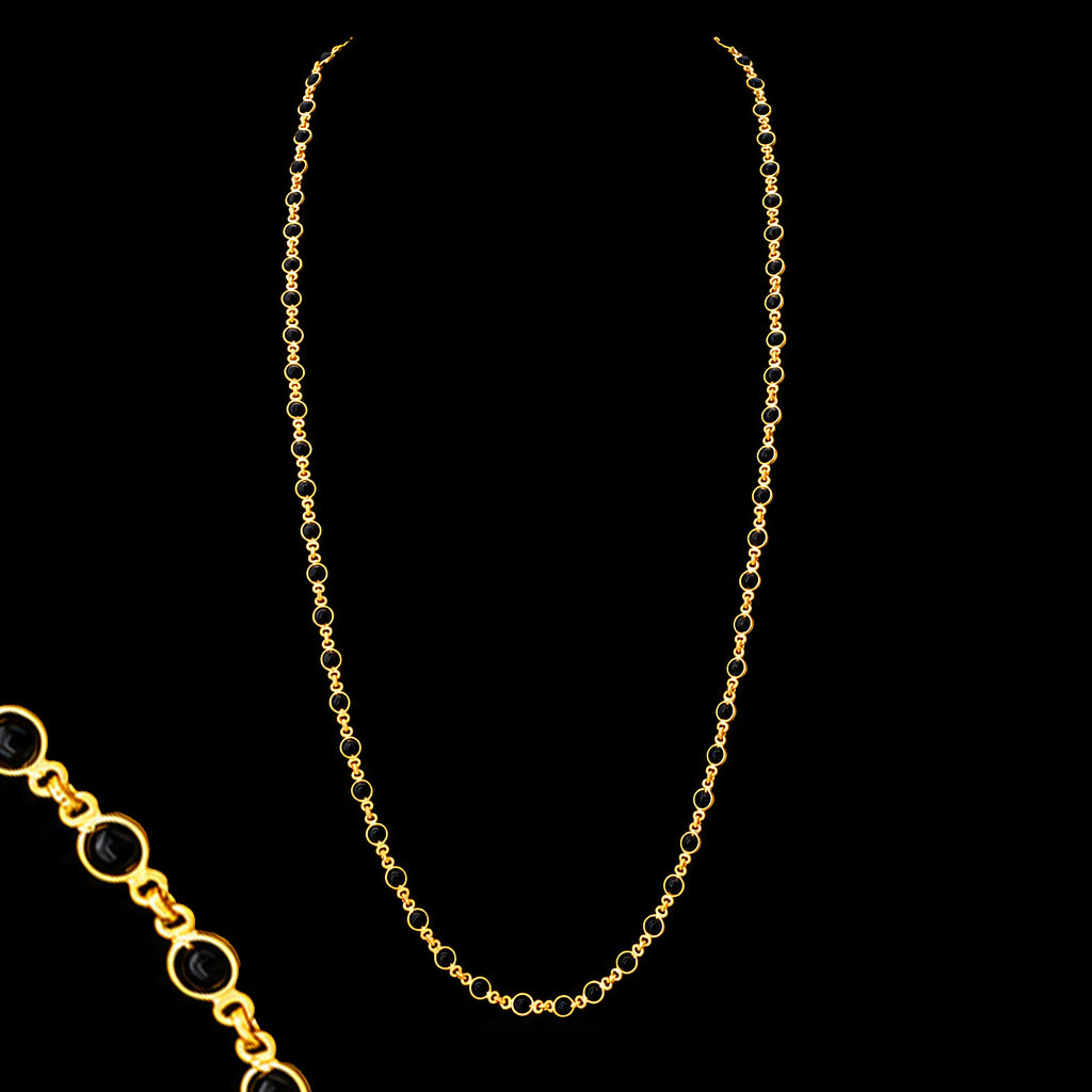 Ring Link Bead Line Pearl Stone Chain Gold Layered