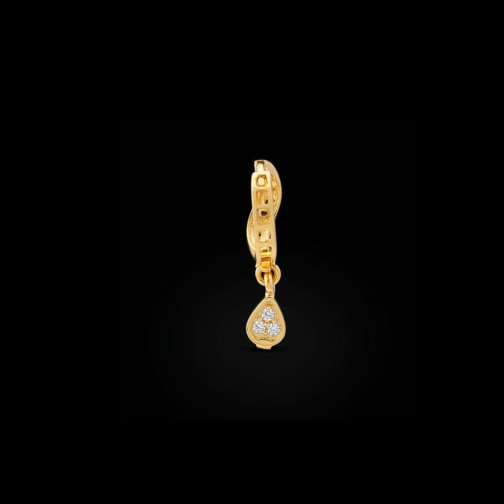 Stone Hoop Earring with stone drop PSRHST68W-001