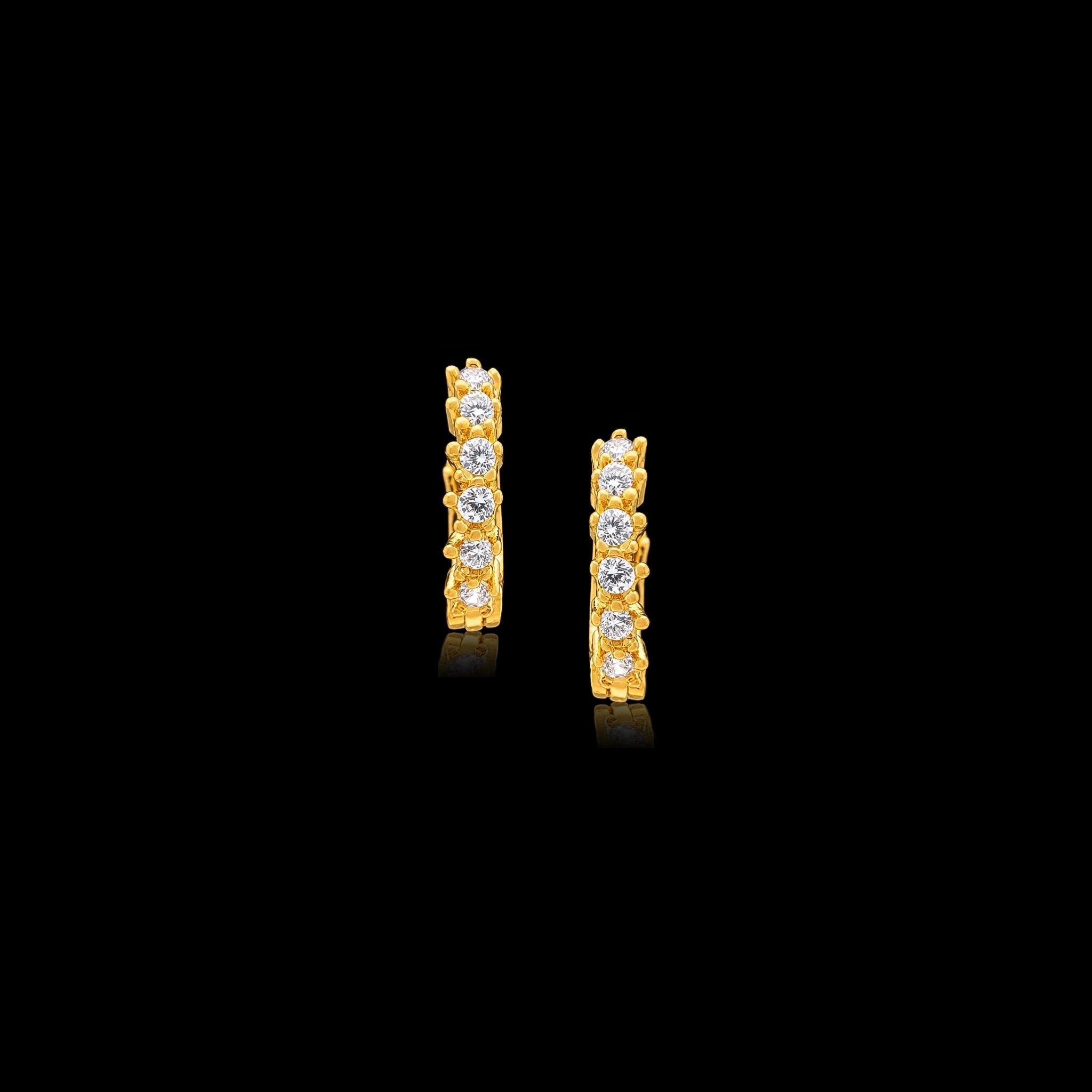 22K Gold layered CZ Small Hoop Earring for Women PSRST7W-07