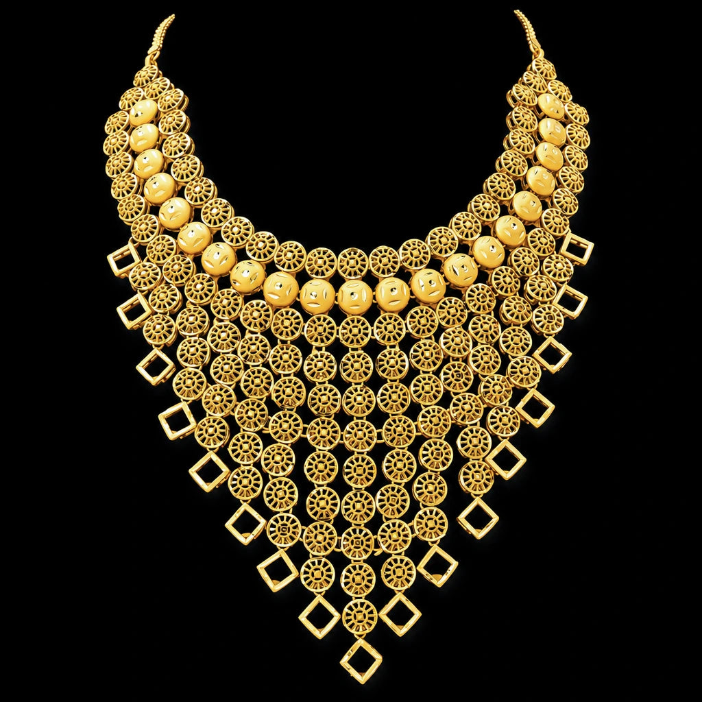 Golden Necklace Short with Golden Stud PGNS5-0301, PGHST85-061