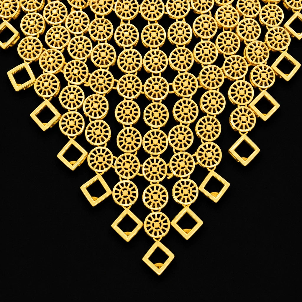 Golden Necklace Short with Golden Stud PGNS5-0301, PGHST85-061