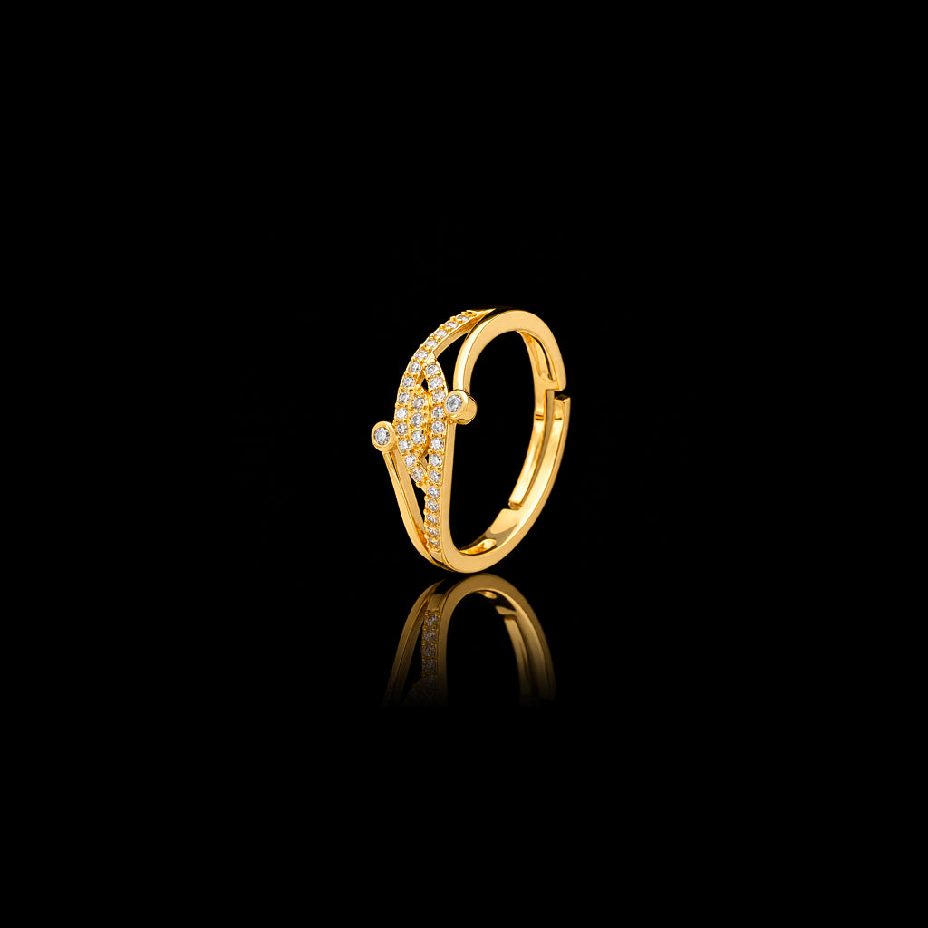Adjustable Golden Stone Ring PSR65W-041