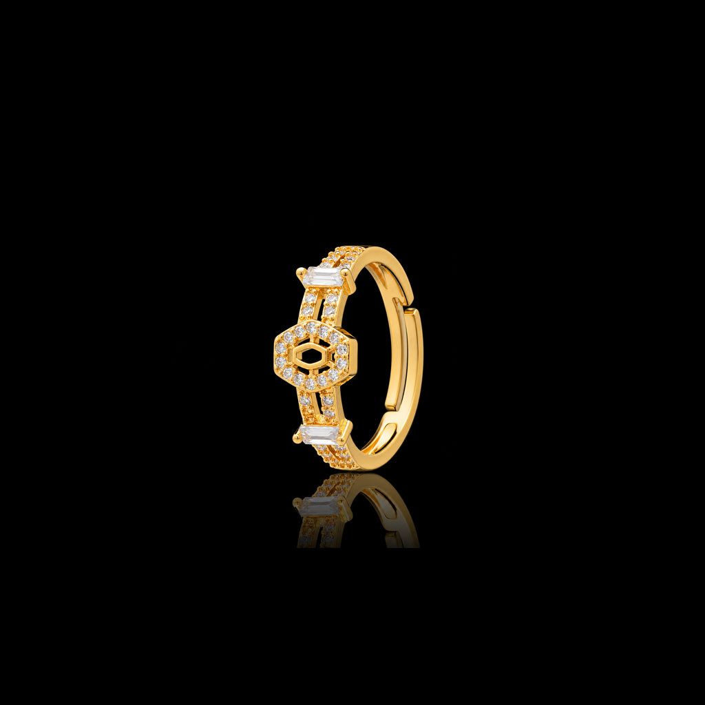 Adjustable Golden Stone Ring PSR64W-041